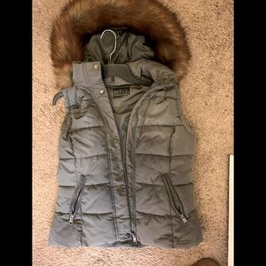 Vest with fuzzy hood